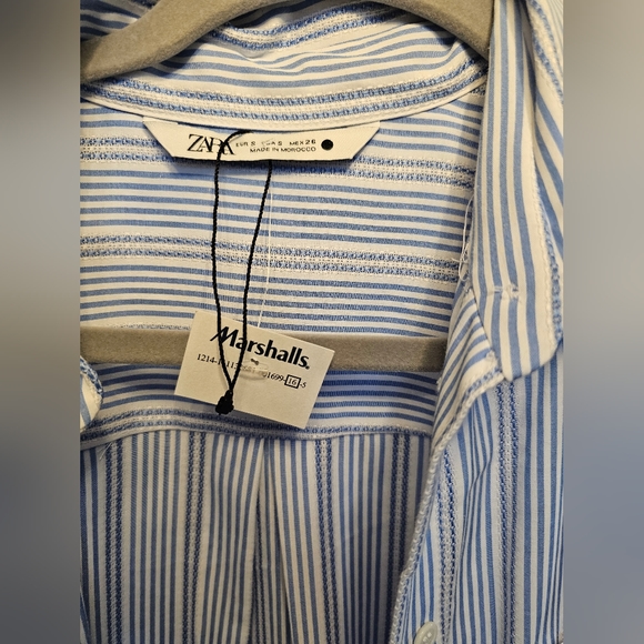 Zara Striped Shirt Dress (size S) in Blue & White. - Picture 2 of 7